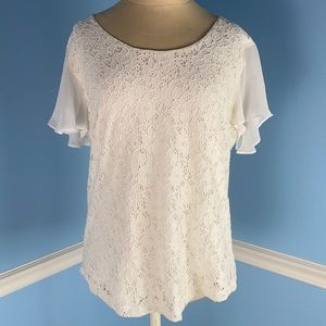 NWOT ROZ & ALI White Lace Blouse